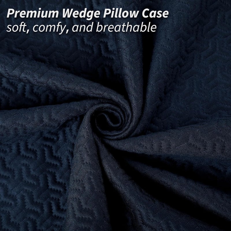 MEOVEN Wedge Pillow Cover for 26x25x7.5 Bed Wedge Pillow, Hypoallergenic, Replacement Pillowcase Cover with Zipper & Pockets, Navy Blue - Image 5
